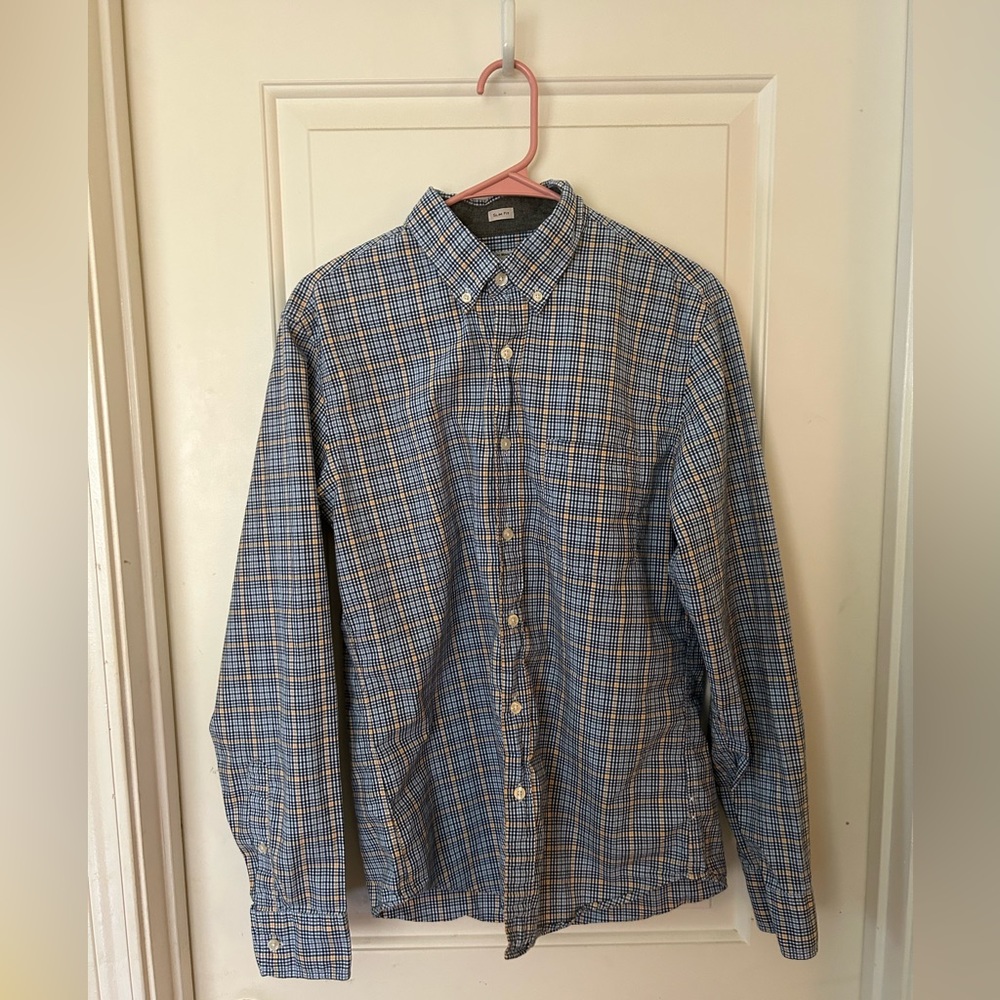 J Crew Blue and Yellow Plaid Button Down